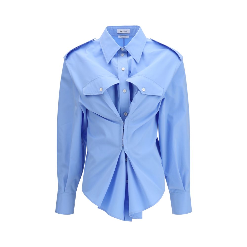 alexander mcqueen men's dress shirt Alexander McQueen Blue Cotton Harness Shirt M Alexander McQueen