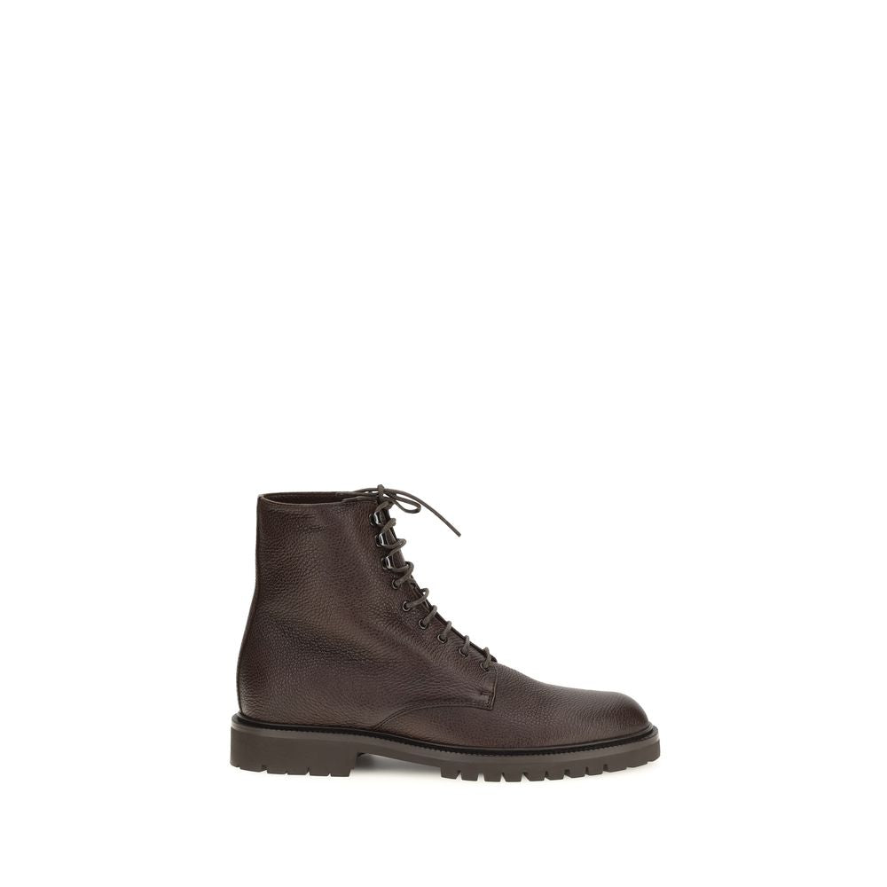 Brunello Cucinelli Brown Calf Leather Bos Taurus Lace-Up 