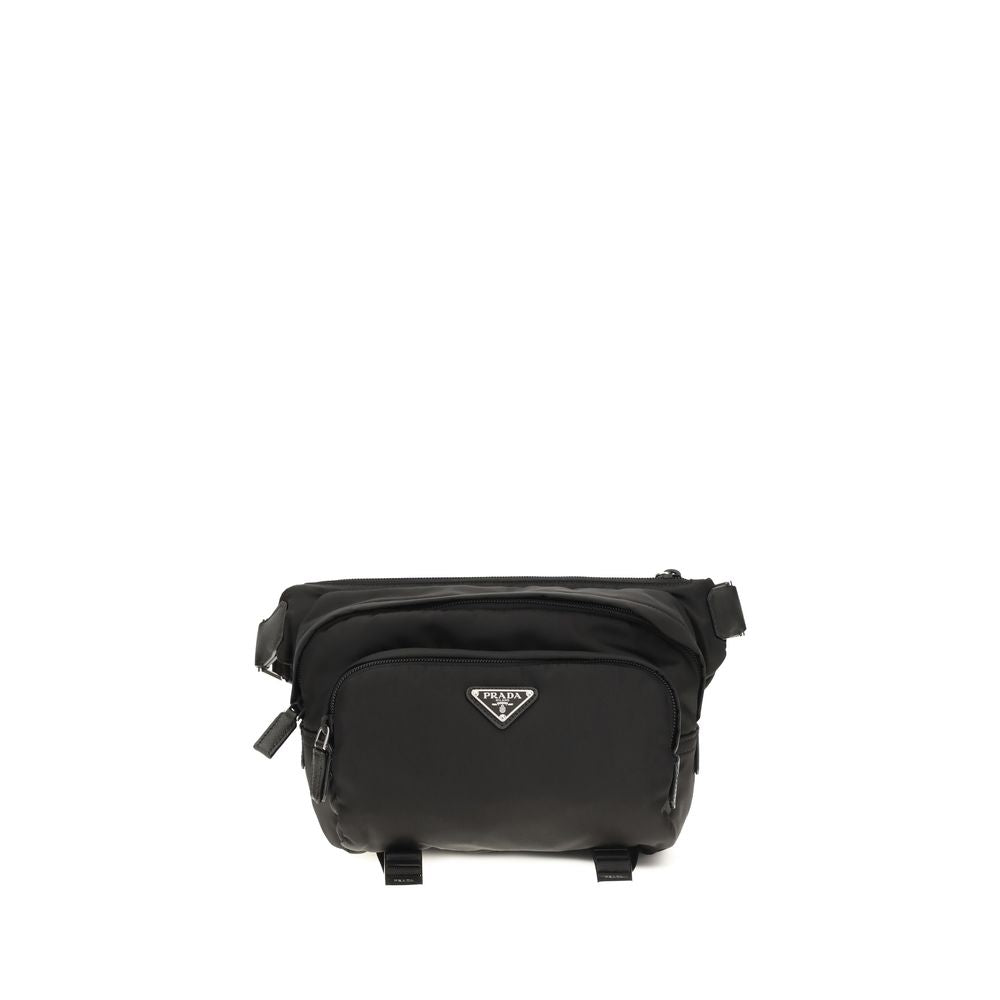 メンズ PRADA square nylon shoulder bag black