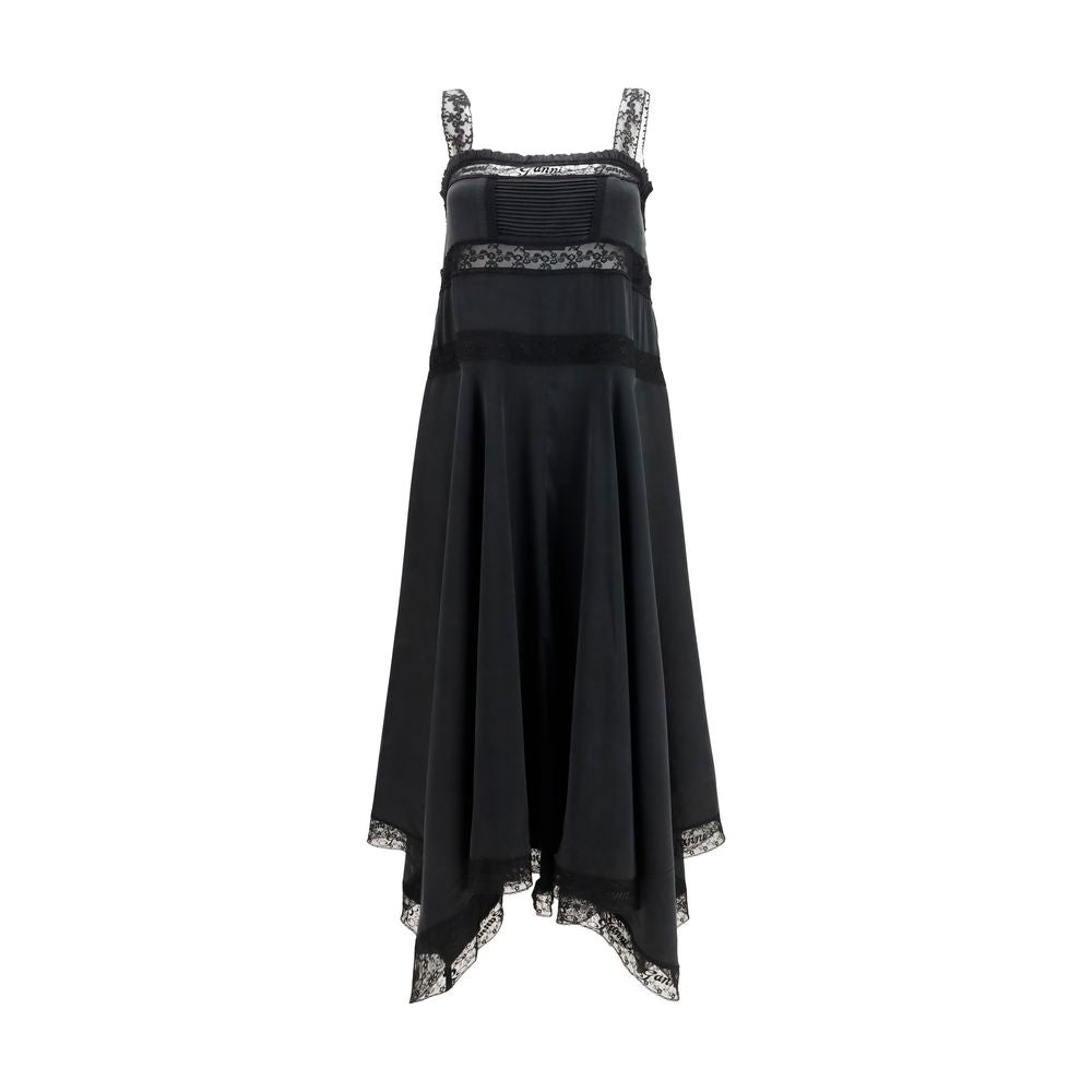 ganni cocktail dress GANNI Belted eyelet-embellished striped taffeta midi dress