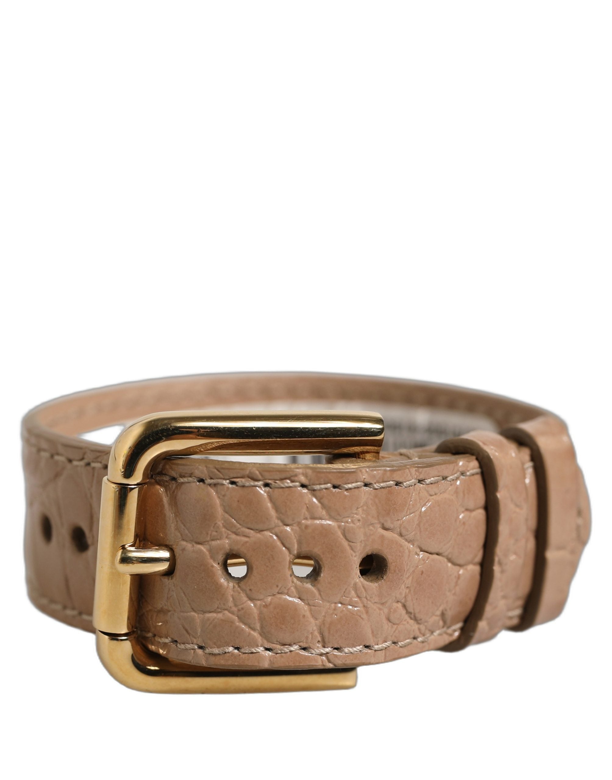 Dolce & Gabbana Brown Calfskin Leather Gold Buckle Belt Strap Women\'s Bracelet Dolce & Gabbana Calfskin Leather Buckle Belt Strap Bracelet  main image 4