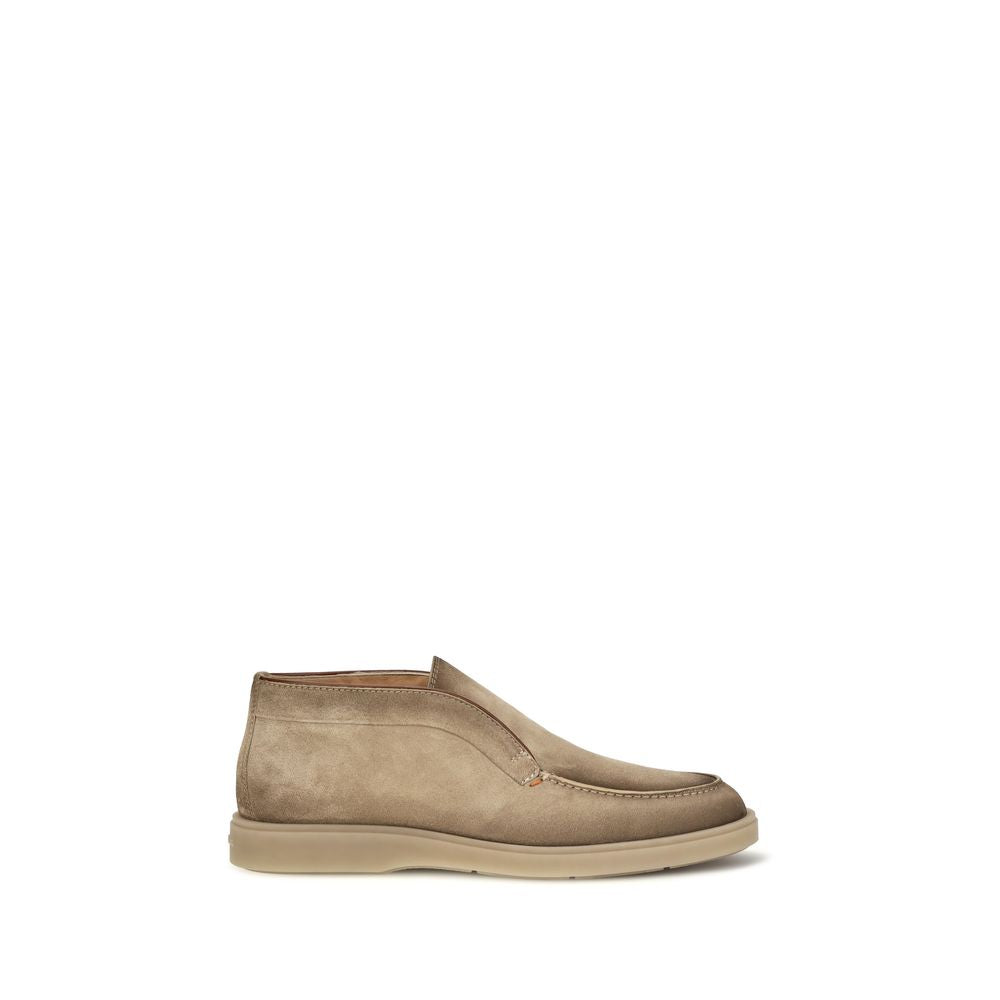 Santoni Beige Suede Leather Slip-On Loafers – SEYMAYKA