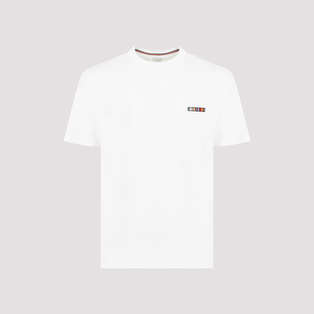Off White Multi Stripe Emb Cotton T-shirt-0