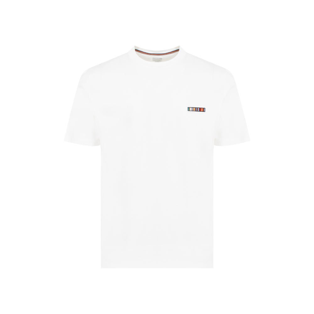 Off White Multi Stripe Emb Cotton T-shirt-1