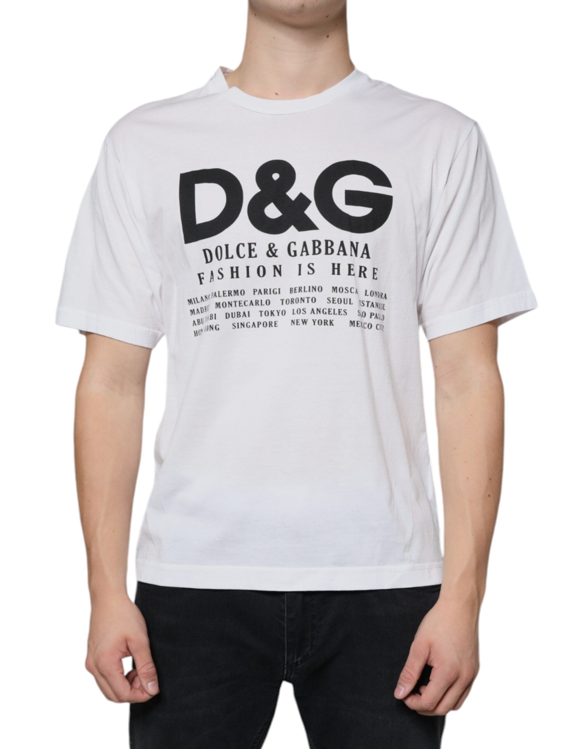 Dolce & Gabbana White Cotton DG Logo Print Casual T-shirt – SEYMAYKA