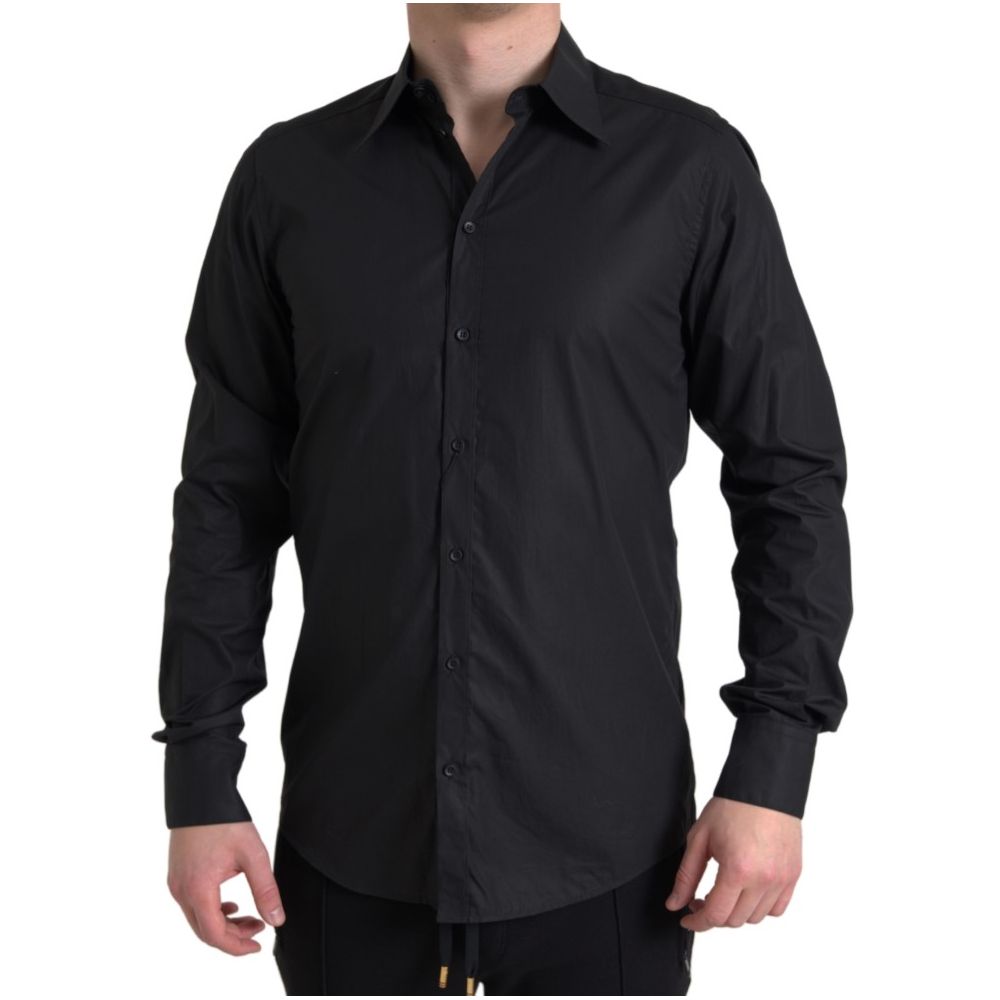 dolce and gabbana dress shirt & Elegant Black Slim Fit with Crown IT37 31 waist Model is wearing a US size Medium Please note Men's shirts: dressy, casual, or