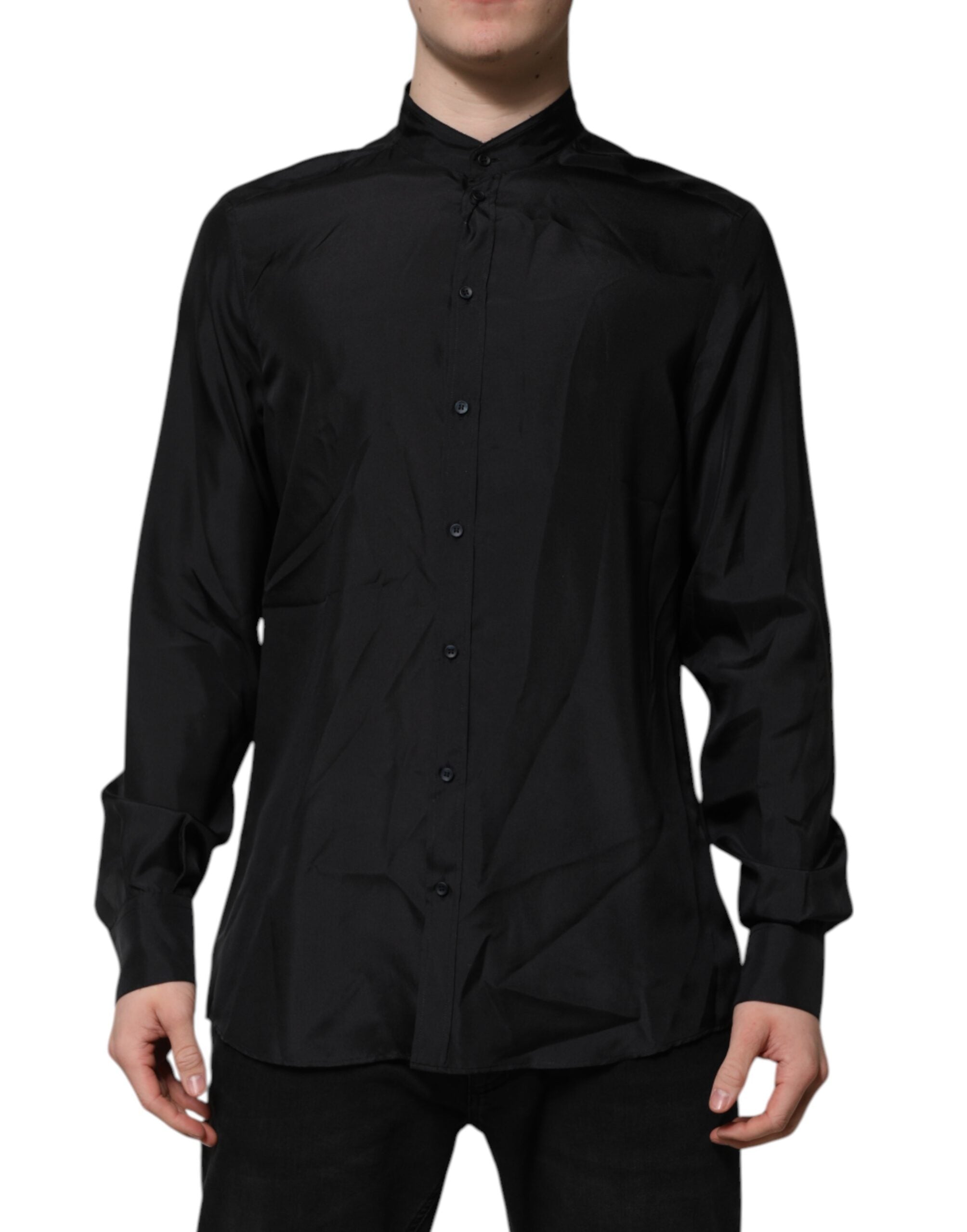Dolce & Gabbana Dark Blue Silk MARTINI Men Formal Dress Shirt – SEYMAYKA