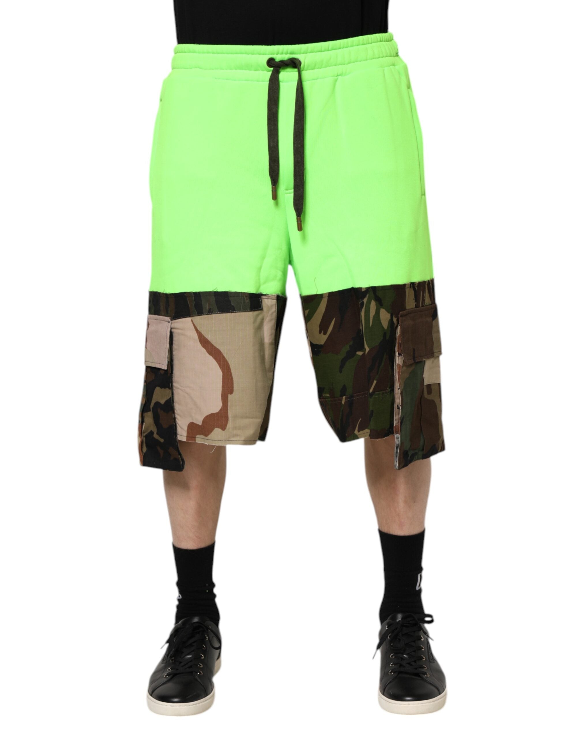 DOLCE＆GABBANA Cargo shorts Dolce & Gabbana Green Patchwork Cargo Bermuda Men Shorts – SEYMAYKA