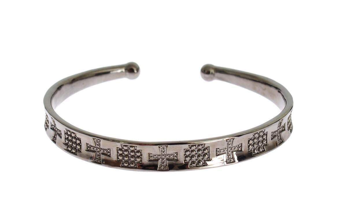 Nialaya Rhodium 925 Silver Bangle Bracelet - S