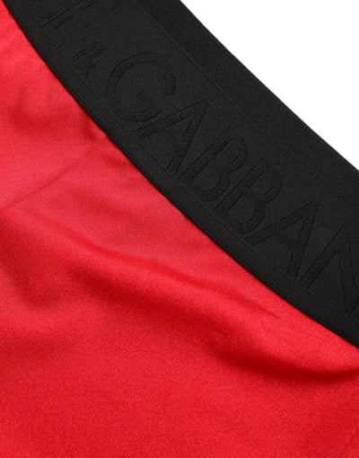 Dolce & Gabbana Red Nylon DG Logo Slim Leggings Pants