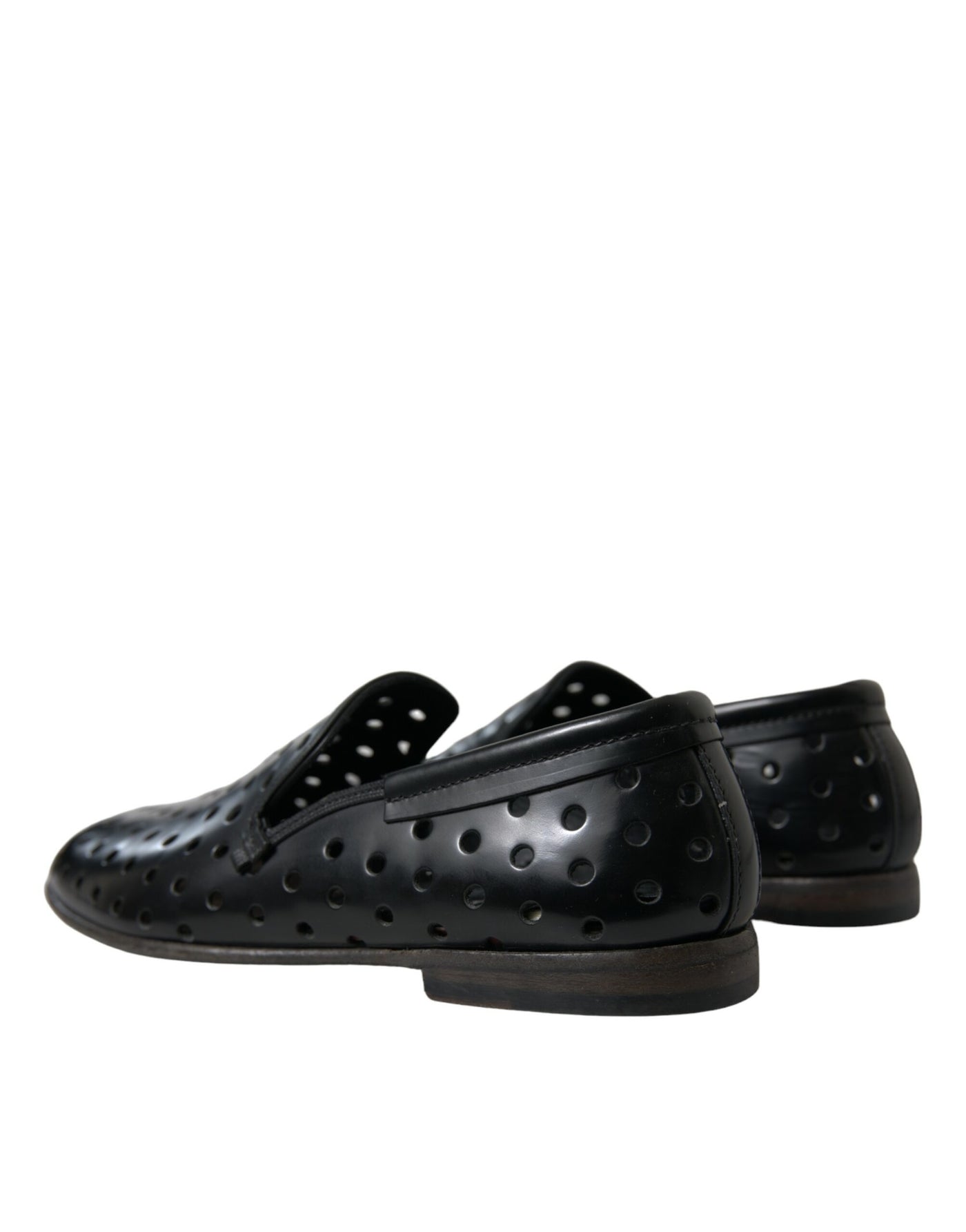 Dolce & Gabbana Black Leather Perforated Loafers Shoes