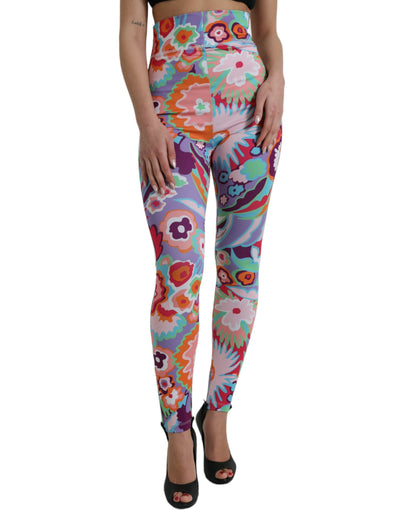Dolce & Gabbana Multicolor Floral High Waist Leggings Pants