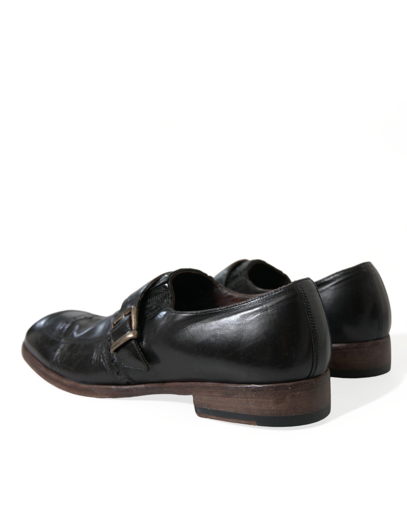 Dolce & Gabbana Black Leather Strap Mocassin Dress Shoes