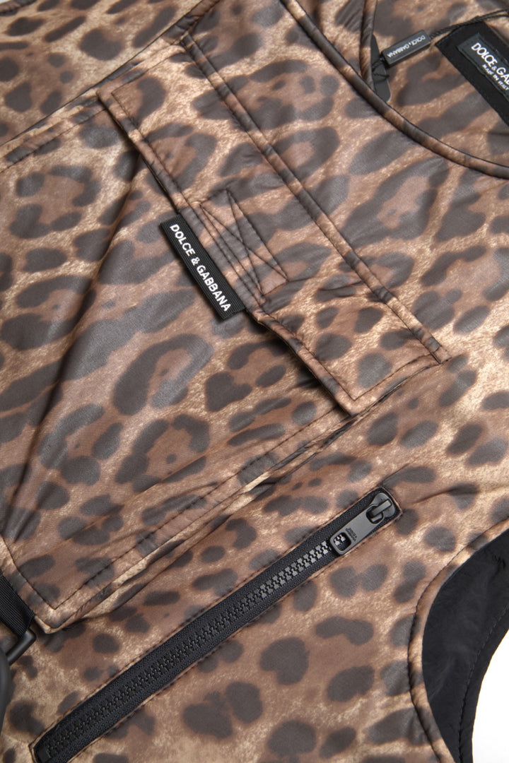 Brown Leopard Silk Sleeveless Sportswear