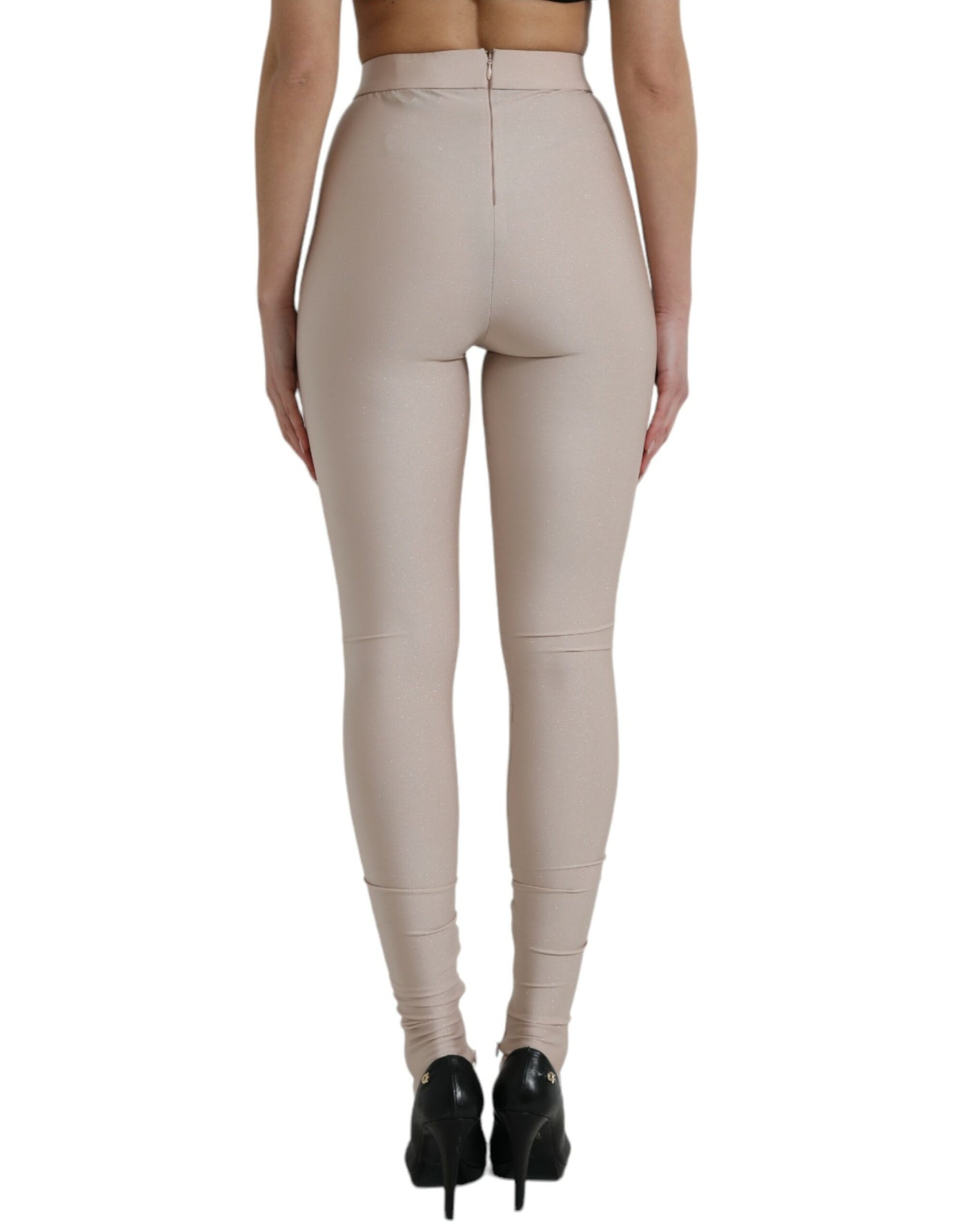 Dolce & Gabbana Beige Nylon Stretch Slim Leggings Pants