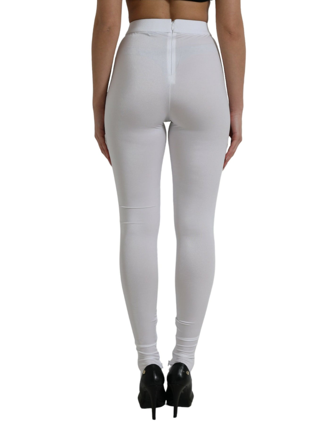 Dolce & Gabbana White Nylon Stretch Slim Leggings Pants