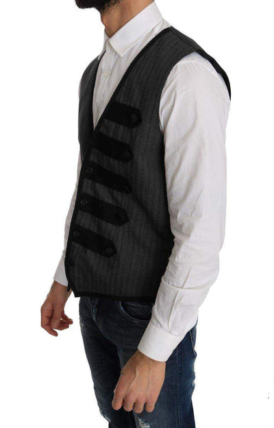 Dolce & Gabbana  Gray Wool Patterned Slim Vest #men, Brand_Dolce & Gabbana, Catch, Dolce & Gabbana, feed-agegroup-adult, feed-color-gray, feed-gender-male, feed-size-IT48 | M, Gender_Men, Gray, IT48 | M, Kogan, Men - New Arrivals, Vests - Men - Clothing at SEYMAYKA