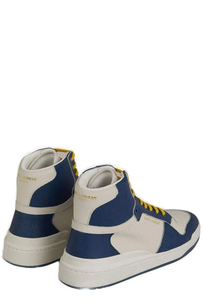 Saint Laurent Blue Calf Leather Mid Top Sneakers #men, Blue, EU40/US7, EU41/US8, EU42/US9, EU43/US10, EU45/US12, feed-agegroup-adult, feed-color-Blue, feed-gender-male, Men - New Arrivals, Saint Laurent, Sneakers - Men - Shoes at SEYMAYKA