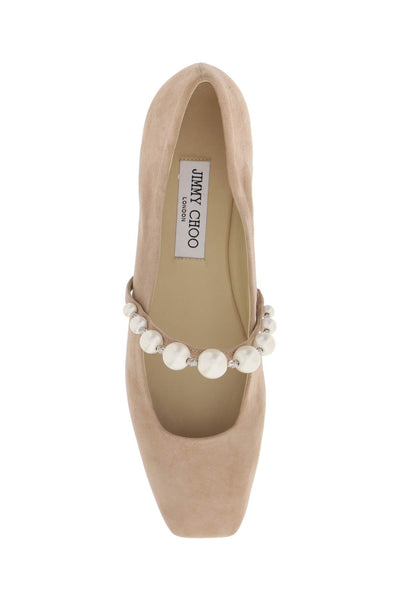 Jimmy choo suede leather ballerina flats with pearl-1