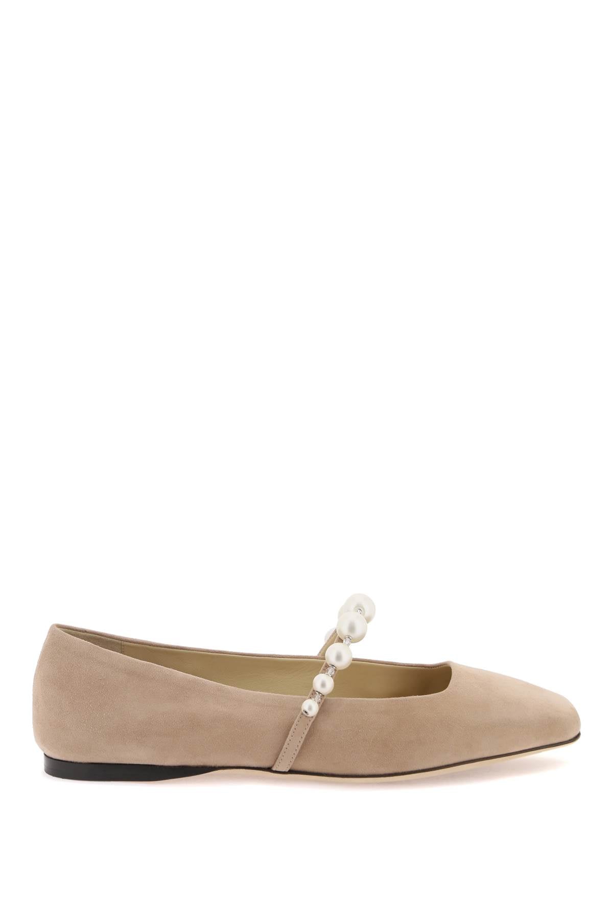 Jimmy choo suede leather ballerina flats with pearl-0