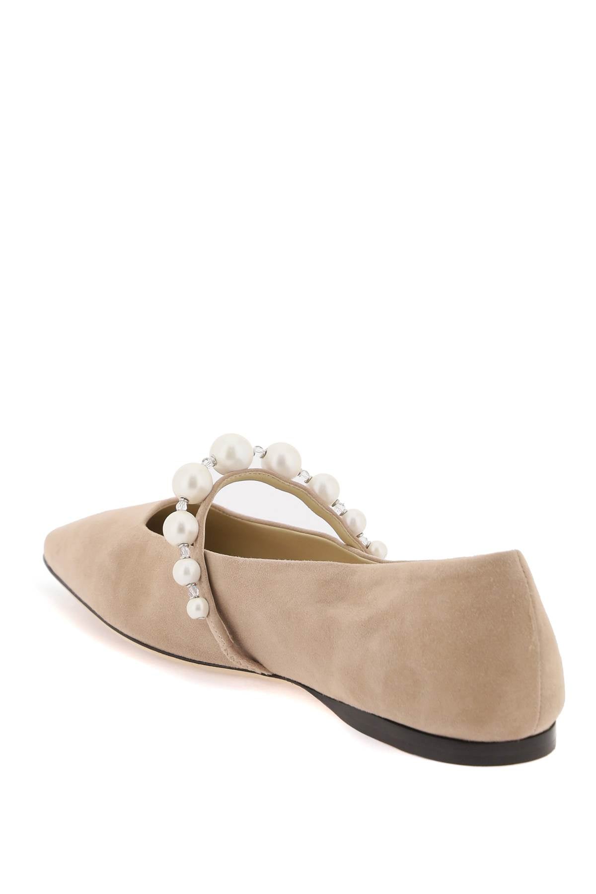 Jimmy choo suede leather ballerina flats with pearl-2