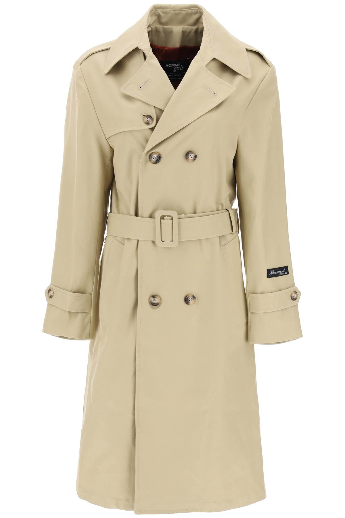 Homme girls cotton double-breasted trench coat-0