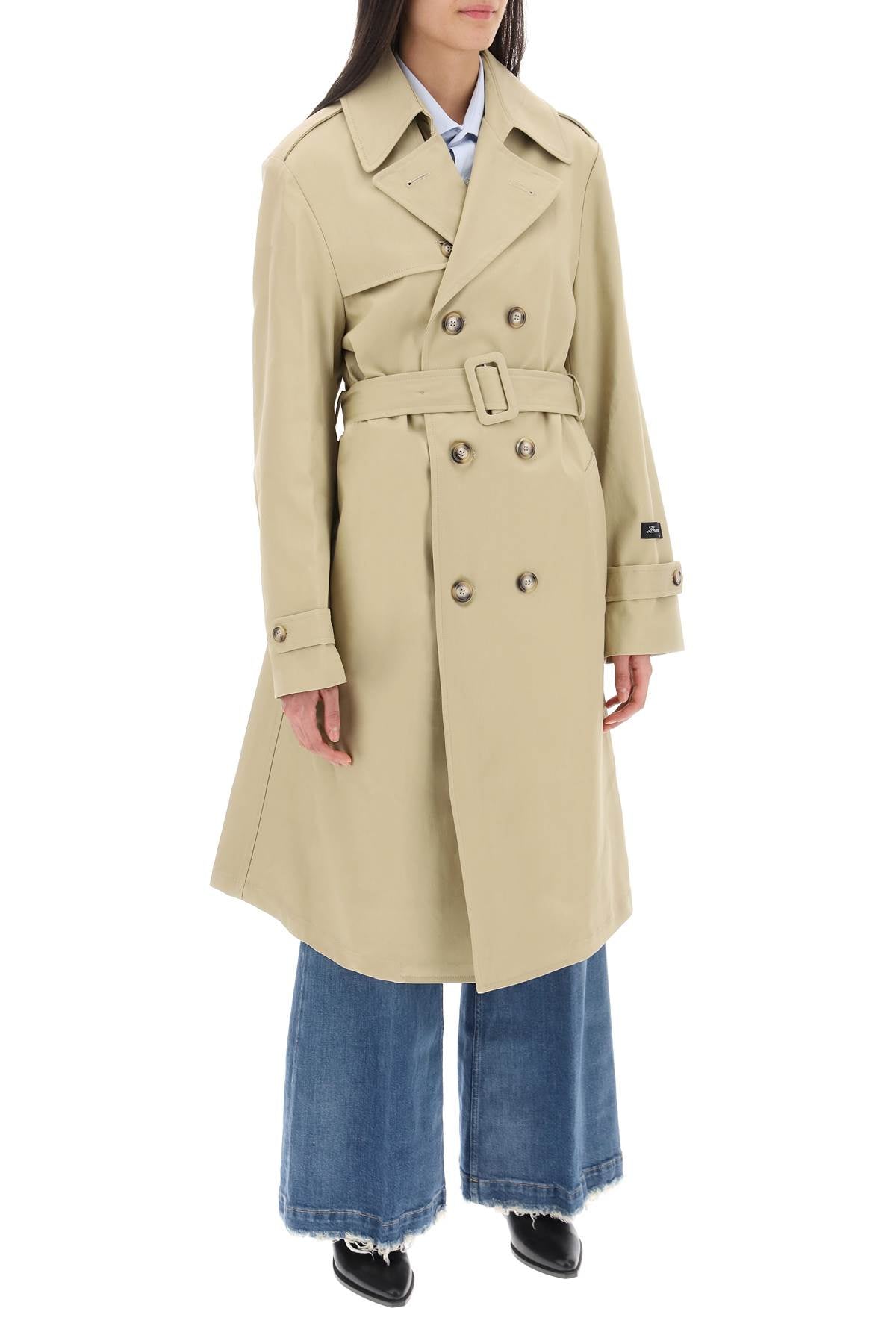 Homme girls cotton double-breasted trench coat-1