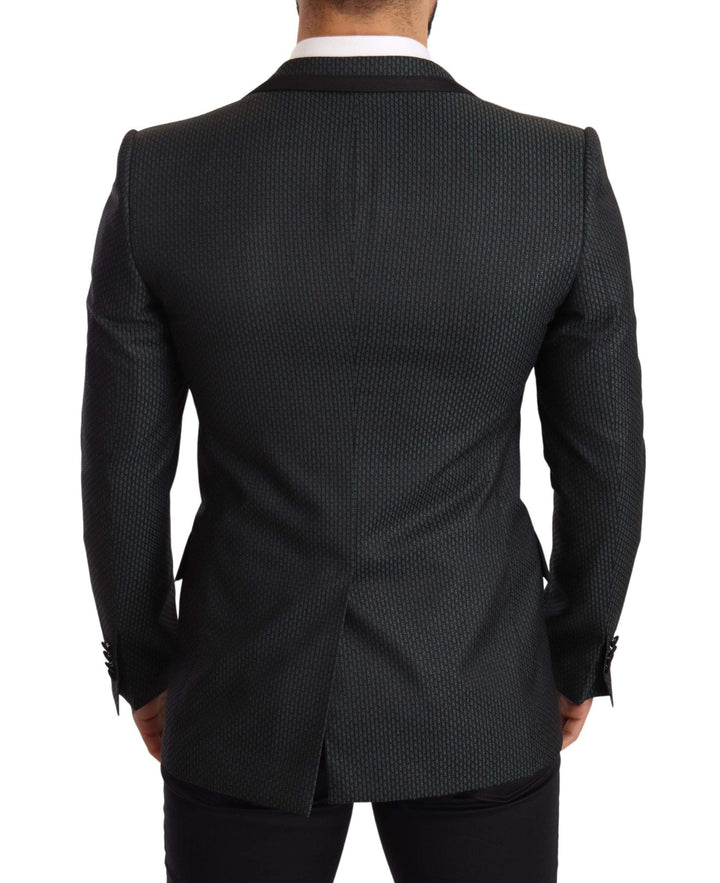 Dolce & Gabbana Black Green Slim Fit Coat Jacket Blazer #men, Black, Blazers - Men - Clothing, Dolce & Gabbana, feed-agegroup-adult, feed-color-Black, feed-gender-male, IT48 | M at SEYMAYKA