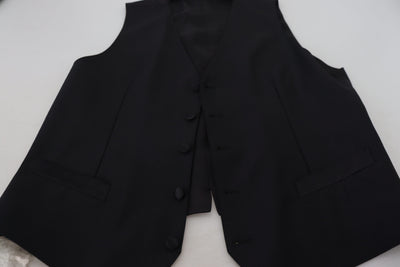 Dolce & Gabbana Black Virgin Wool Waistcoat Formal Vest