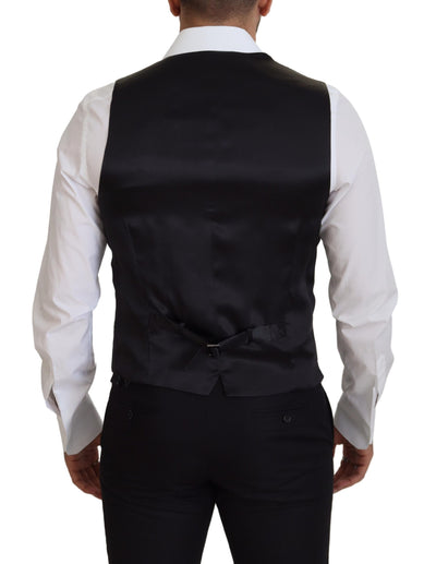 Dolce & Gabbana Black Virgin Wool Waistcoat Formal Dress Vest