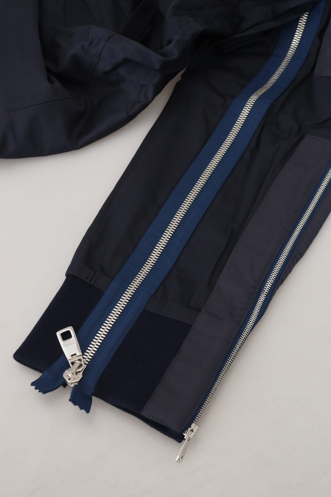 Dolce & Gabbana Dark Blue Cotton Zipper Jogger Pants
