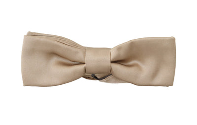 Dolce & Gabbana Gold Solid 100% Silk Adjustable Neck Papillon Tie