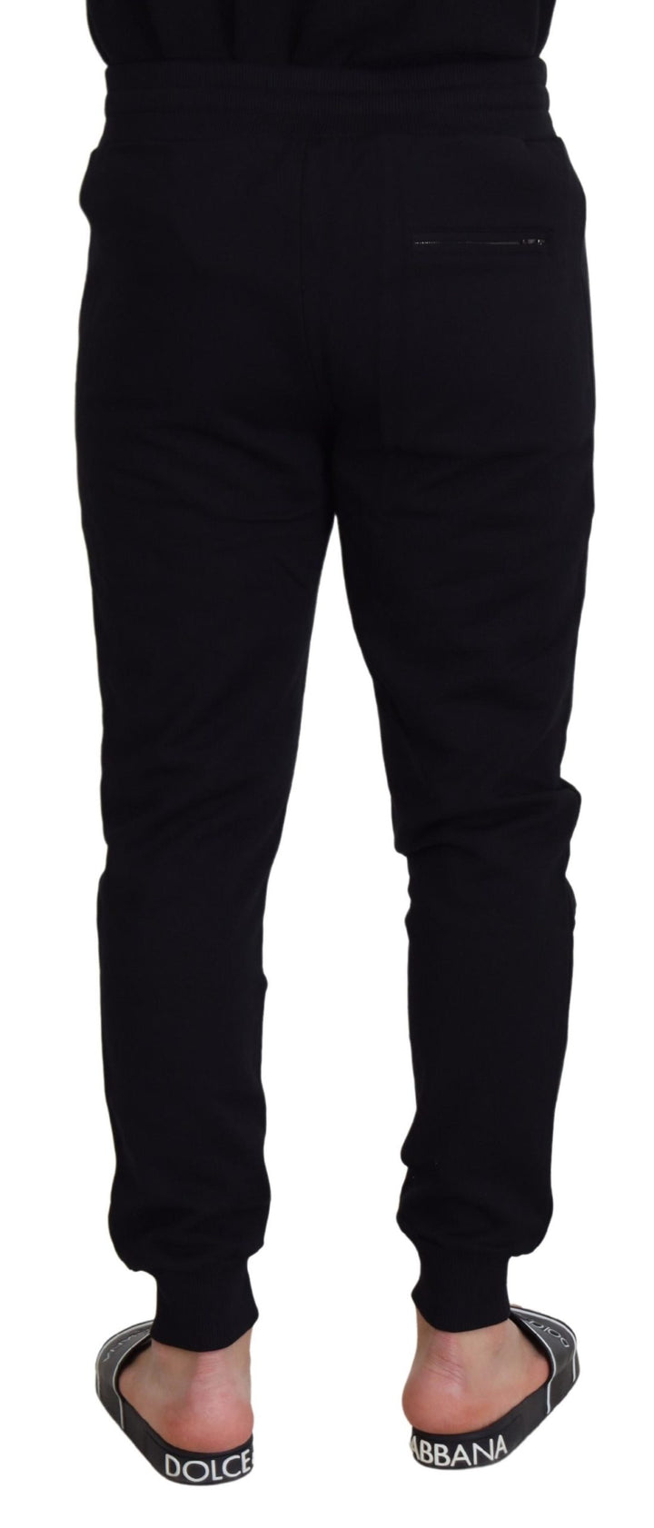 Dolce & Gabbana Black Cotton #DGFamily Sequined Jogger Pants
