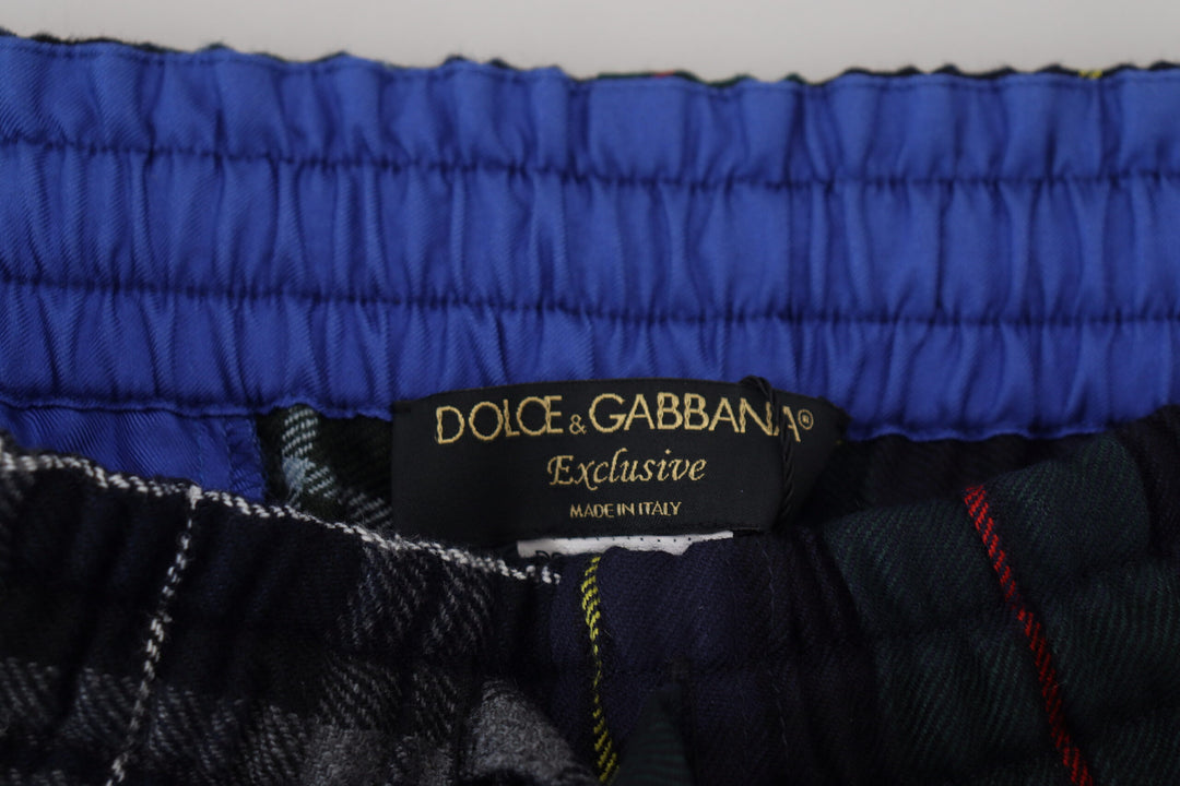 Dolce & Gabbana Multicolor Checkered Wool Men Jogger Pants
