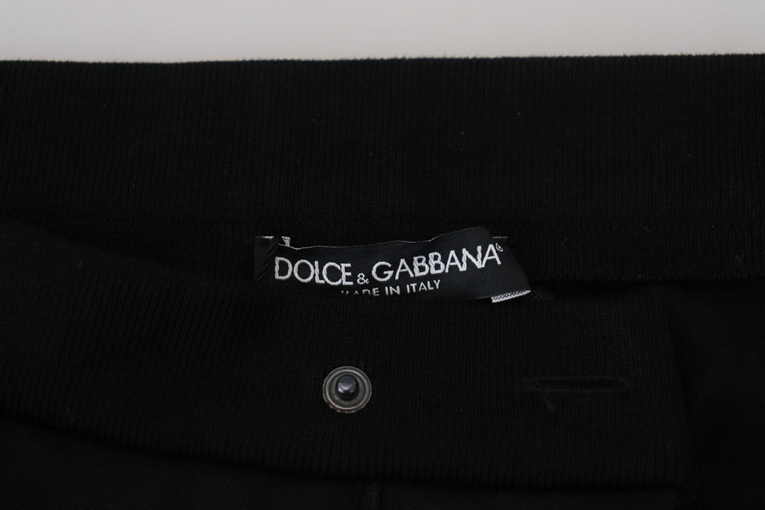 Dolce & Gabbana Black Wool Horseshoe Jogger Pants