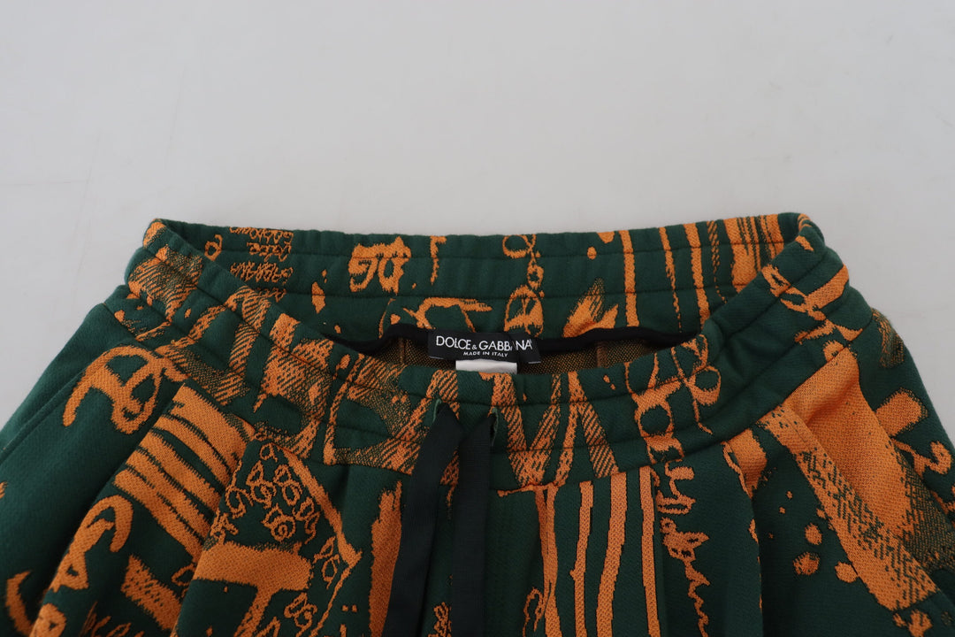 Dolce & Gabbana Multicolor Logo Print Silk Cargo Jogger Pants