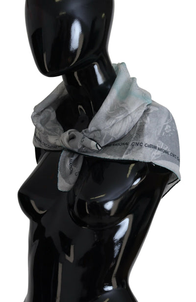 Costume National Gray Print Shawl Foulard Branded Scarf
