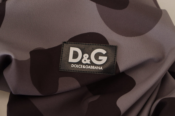 Dolce & Gabbana Gray Patterned Polyester Wetsuit Swimwear