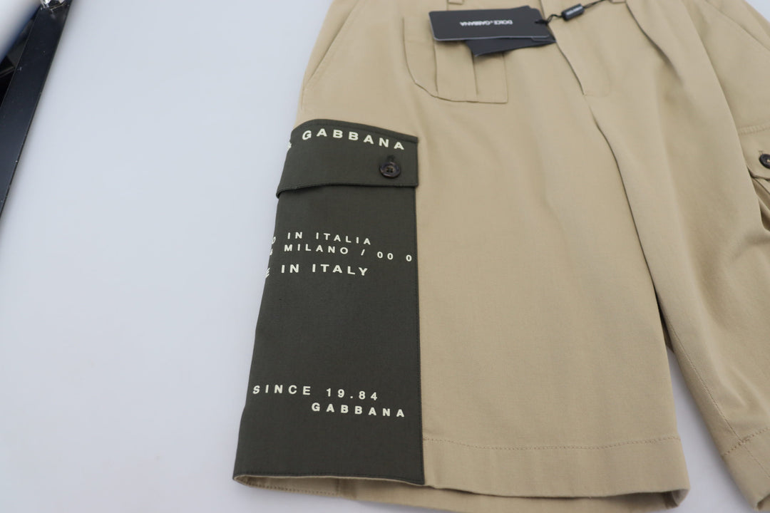 Dolce & Gabbana Beige Cotton Cargo Bermuda Shorts