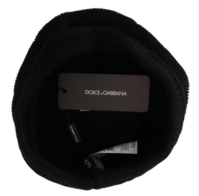 Dolce & Gabbana Black Virgin Wool Women Winter Beanie Cap Hat