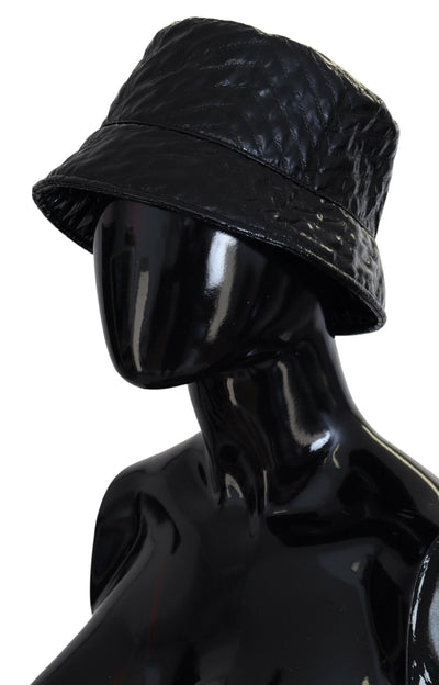 Dolce & Gabbana Black Quilted Faux Leather Women Bucket Cap Hat