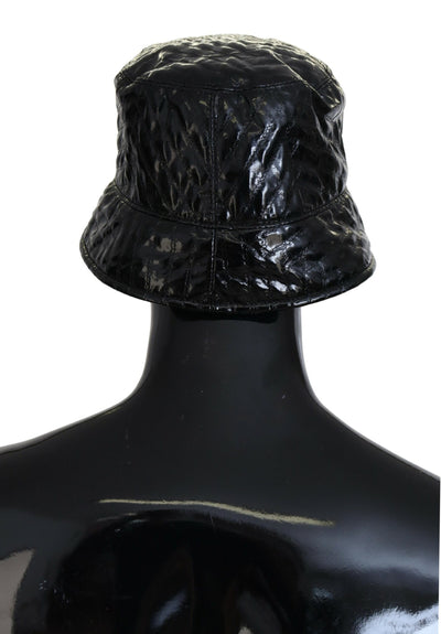 Dolce & Gabbana Black Quilted Faux Leather Women Bucket Cap Hat