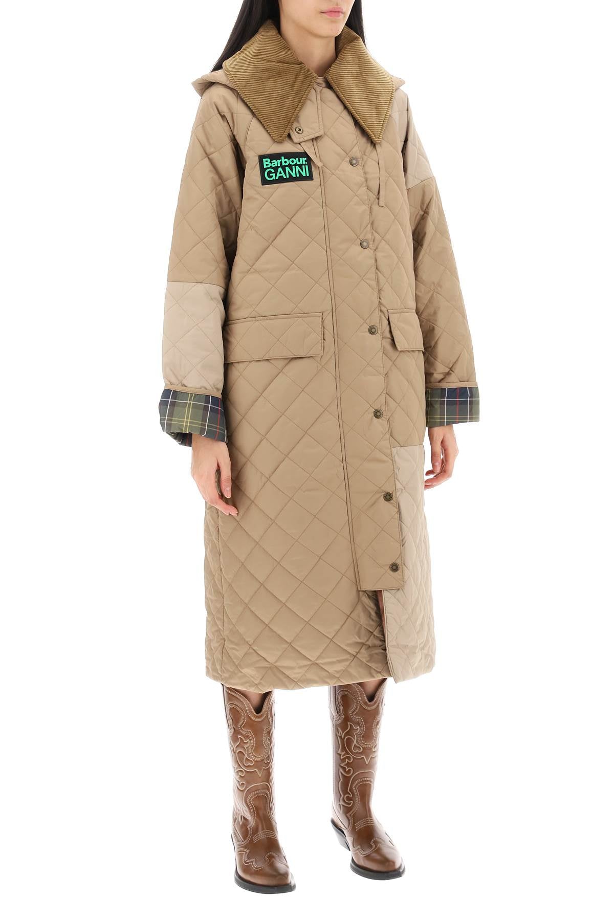Barbour x ganni burghley quilted trench coat-1