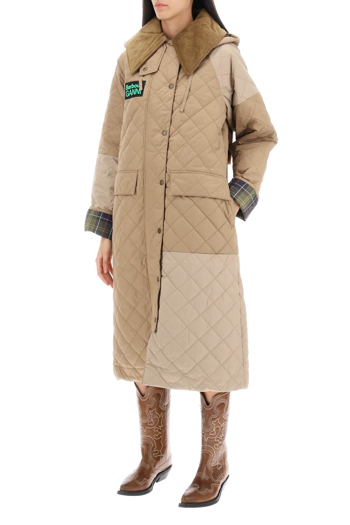 Barbour x ganni burghley quilted trench coat-3