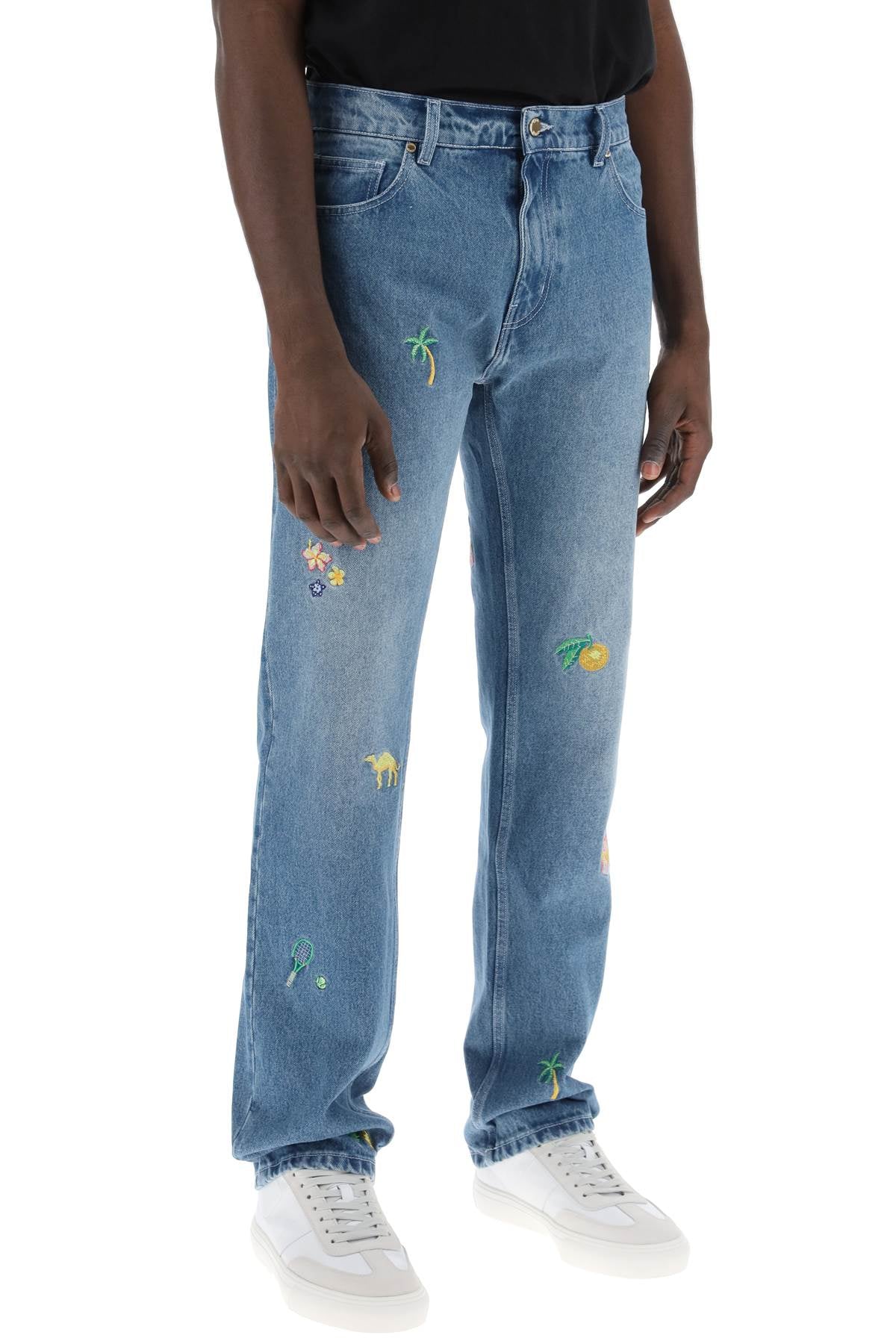 Casablanca embroidered straight jeans-1