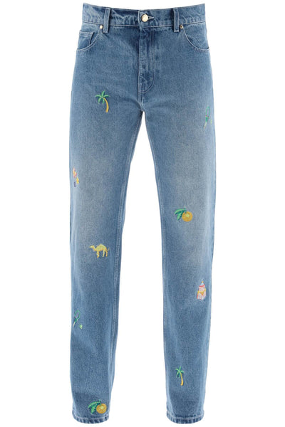 Casablanca embroidered straight jeans-0
