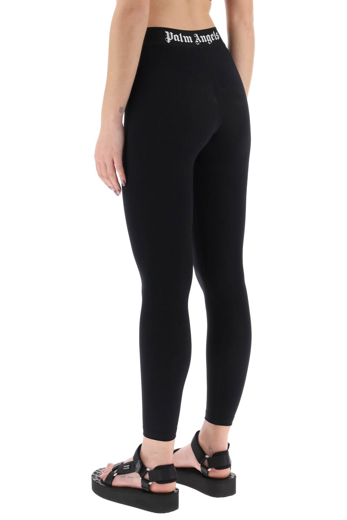 Palm angels sporty leggings with branded stripe-2