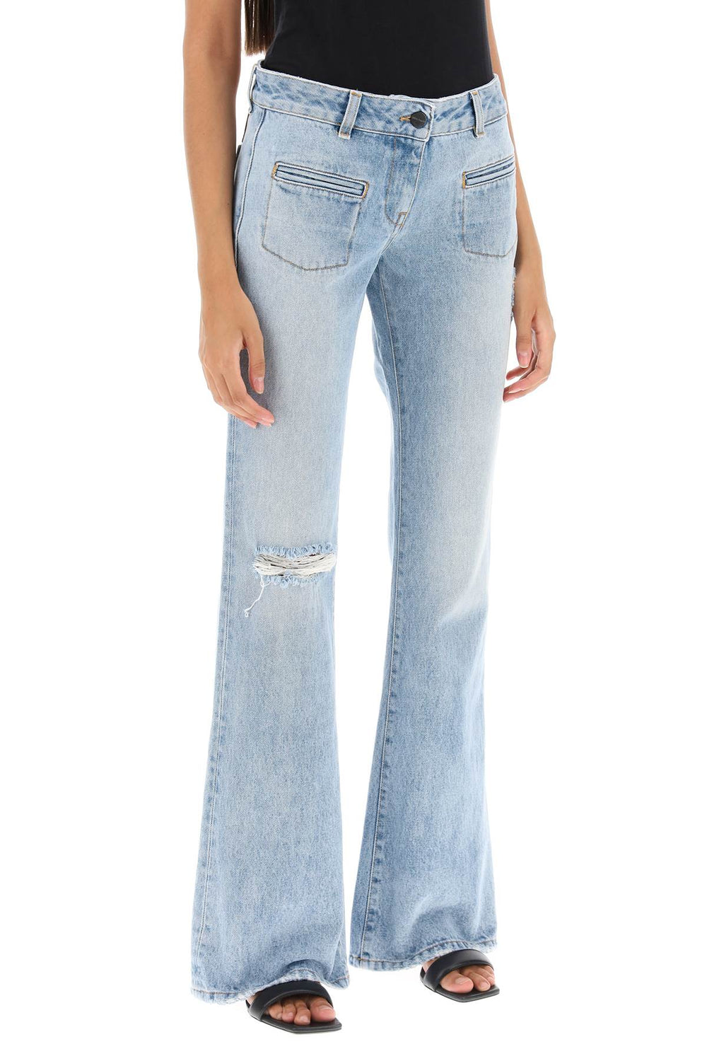 Palm angels low-rise waist bootcut jeans-1