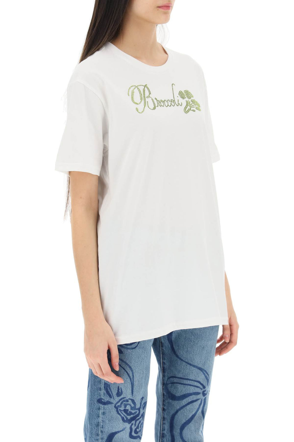 Collina strada organic cotton t-shirt with rhinestones-1