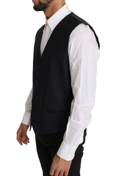 Dolce & Gabbana  Gray Wool Silk Waistcoat Vest #men, Brand_Dolce & Gabbana, Catch, Dolce & Gabbana, feed-agegroup-adult, feed-color-gray, feed-gender-male, feed-size-IT52 | XL, Gender_Men, Gray, IT52 | XL, Kogan, Men - New Arrivals, Vests - Men - Clothing at SEYMAYKA